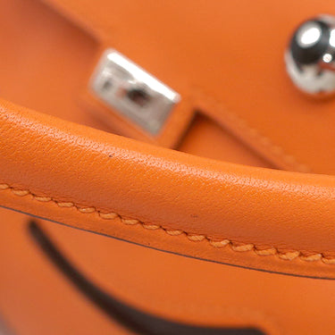エルメス HERMES ケリードール オレンジ ヴォーガリバー ハンドバッグ シルバー金具 ミニバッグ