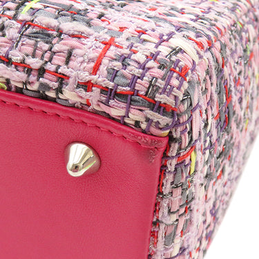 クリスチャン・ディオール Christian Dior レディディオール ミディアムバッグ ピンク系 ツイード 2WAYバッグ シルバー金具 ツイード