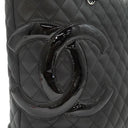 シャネル CHANEL カンボンライン A25169 ブラック レザー エナメル トートバッグ シルバー金具 黒 ピンク キルティング ココマーク