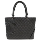 シャネル CHANEL カンボンライン A25169 ブラック レザー エナメル トートバッグ シルバー金具 黒 ピンク キルティング ココマーク
