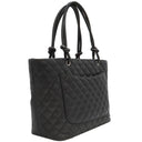 シャネル CHANEL カンボンライン A25169 ブラック レザー エナメル トートバッグ シルバー金具 黒 ピンク キルティング ココマーク