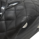 シャネル CHANEL カンボンライン A25169 ブラック レザー エナメル トートバッグ シルバー金具 黒 ピンク キルティング ココマーク