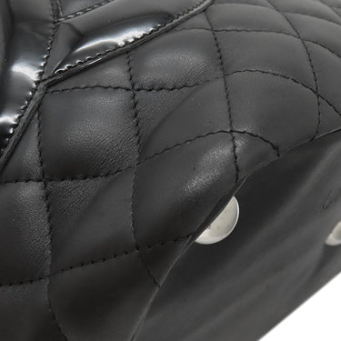 シャネル CHANEL カンボンライン A25169 ブラック レザー エナメル トートバッグ シルバー金具 黒 ピンク キルティング ココマーク