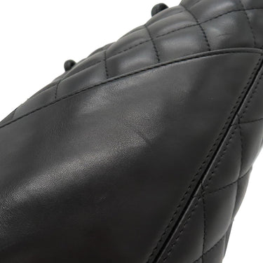 シャネル CHANEL カンボンライン A25169 ブラック レザー エナメル トートバッグ シルバー金具 黒 ピンク キルティング ココマーク