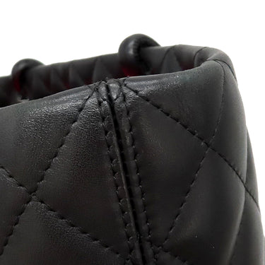 シャネル CHANEL カンボンライン A25169 ブラック レザー エナメル トートバッグ シルバー金具 黒 ピンク キルティング ココマーク