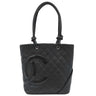 シャネル CHANEL カンボンライン ミディアム A25167 ブラック レザー エナメル トートバッグ シルバー金具 黒 ピンク キルティング ココマーク