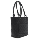シャネル CHANEL カンボンライン ミディアム A25167 ブラック レザー エナメル トートバッグ シルバー金具 黒 ピンク キルティング ココマーク