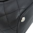 シャネル CHANEL カンボンライン ミディアム A25167 ブラック レザー エナメル トートバッグ シルバー金具 黒 ピンク キルティング ココマーク