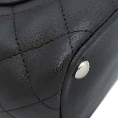 シャネル CHANEL カンボンライン ミディアム A25167 ブラック レザー エナメル トートバッグ シルバー金具 黒 ピンク キルティング ココマーク