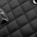 シャネル CHANEL カンボンライン ミディアム A25167 ブラック レザー エナメル トートバッグ シルバー金具 黒 ピンク キルティング ココマーク