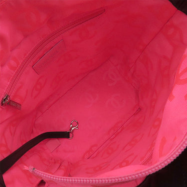 シャネル CHANEL カンボンライン ミディアム A25167 ブラック レザー エナメル トートバッグ シルバー金具 黒 ピンク キルティング ココマーク