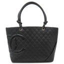 シャネル CHANEL カンボンライン A25169 ブラック レザー エナメル トートバッグ シルバー金具 黒 ピンク キルティング ココマーク