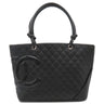 シャネル CHANEL カンボンライン A25169 ブラック レザー エナメル トートバッグ シルバー金具 黒 ピンク キルティング ココマーク
