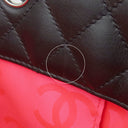 シャネル CHANEL カンボンライン A25169 ブラック レザー エナメル トートバッグ シルバー金具 黒 ピンク キルティング ココマーク