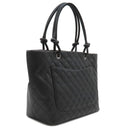 シャネル CHANEL カンボンライン A25169 ブラック レザー エナメル トートバッグ シルバー金具 黒 ピンク キルティング ココマーク
