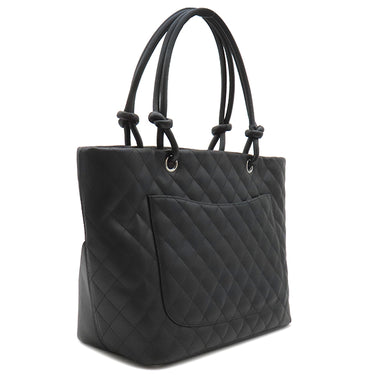 シャネル CHANEL カンボンライン A25169 ブラック レザー エナメル トートバッグ シルバー金具 黒 ピンク キルティング ココマーク