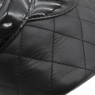 シャネル CHANEL カンボンライン A25169 ブラック レザー エナメル トートバッグ シルバー金具 黒 ピンク キルティング ココマーク