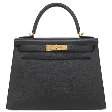 エルメス HERMES ケリー28 外縫い ブラック ヴォーエプソン 2WAYバッグ ゴールド金具 黒 ハンドバッグ ショルダー