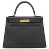 エルメス HERMES ケリー28 外縫い ブラック ヴォーエプソン 2WAYバッグ ゴールド金具 黒 ハンドバッグ ショルダー