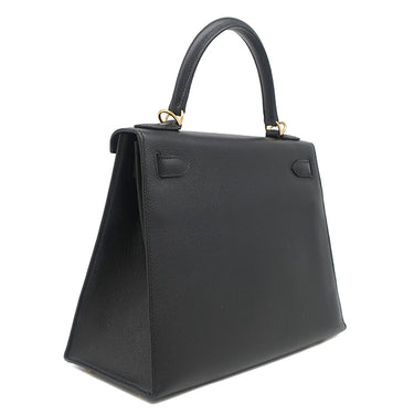 エルメス HERMES ケリー28 外縫い ブラック ヴォーエプソン 2WAYバッグ ゴールド金具 黒 ハンドバッグ ショルダー