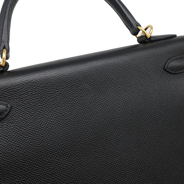 エルメス HERMES ケリー28 外縫い ブラック ヴォーエプソン 2WAYバッグ ゴールド金具 黒 ハンドバッグ ショルダー