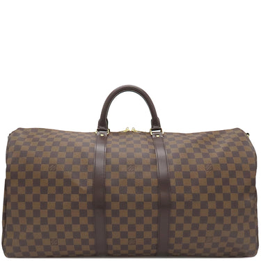 ルイヴィトン LOUIS VUITTON キーポル バンドリエール 55 N41414 ダミエエベヌ ダミエキャンバス ボストンバッグ ゴールド金具 茶 鍵/パドロック欠品