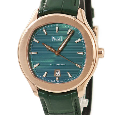 ピアジェ PIAGET POLO ポロ デイト ウォッチ G0A47010 自動巻き メンズ K18PG無垢 緑 バー スーパールミノバ 水平ギヨシェ