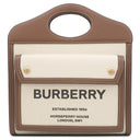 バーバリー BURBERRY ミニ ポケットバッグ 80317461 ナチュラル×モルトブラウン キャンバス レザー 2WAYバッグ ゴールド金具 茶 ハンドバッグ ショルダー