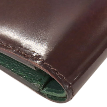 ダンヒル dunhill クラブライン FT3001B ブラウン×グリーン エナメル レザー 二つ折り財布 茶 緑 バイカラー カード入れ 札入れ