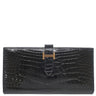 エルメス HERMES ベアンスフレ ブラック アリゲーター 長財布 ゴールド金具 クロコ 二つ折り シャイン
