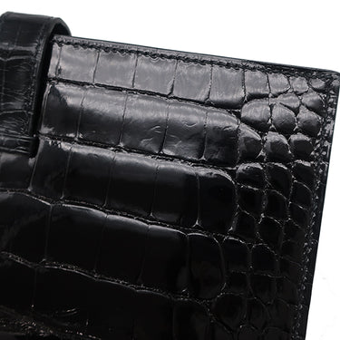 エルメス HERMES ベアンスフレ ブラック アリゲーター 長財布 ゴールド金具 クロコ 二つ折り シャイン