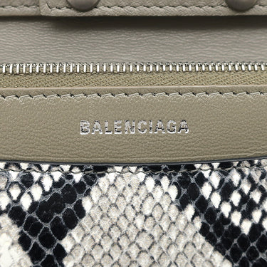 バレンシアガ BALENCIAGA B チェーンウォレット ブラック×ホワイト レザー チェーンウォレット シルバー金具 パイソン型押し ウォレットバッグ