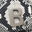 バレンシアガ BALENCIAGA B チェーンウォレット ブラック×ホワイト レザー チェーンウォレット シルバー金具 パイソン型押し ウォレットバッグ