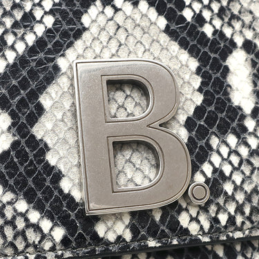 バレンシアガ BALENCIAGA B チェーンウォレット ブラック×ホワイト レザー チェーンウォレット シルバー金具 パイソン型押し ウォレットバッグ
