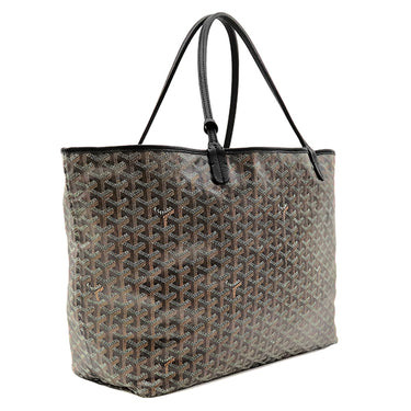 ゴヤール GOYARD サンルイGM ブラック PVCコーティングキャンバス ゴヤールディンキャンバス シュヴロッシュカーフスキン トートバッグ シルバー金具 リバーシブル ヘリンボーン
