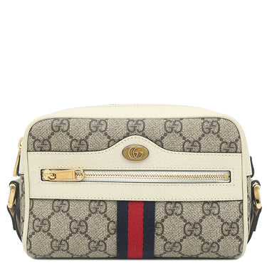 グッチ GUCCI オフィディア GGスプリーム ミニ ショルダー 517350 ホワイト×エボニー GGスプリームキャンバス レザー ショルダーバッグ ゴールド金具 白 シェリーライン