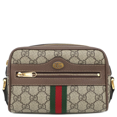 グッチ GUCCI オフィディア GGスプリーム ミニ ショルダー 517350 ブラウン×エボニー GGスプリームキャンバス レザー ショルダーバッグ ゴールド金具 茶 シェリーライン