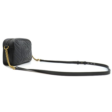 グッチ GUCCI GGマーモント スモール カメラバッグ 447632 ブラック レザー シェブロンキルティングレザー ショルダーバッグ ヴィンテージ金具 黒 ショルダー