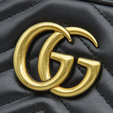 グッチ GUCCI GGマーモント スモール カメラバッグ 447632 ブラック レザー シェブロンキルティングレザー ショルダーバッグ ヴィンテージ金具 黒 ショルダー