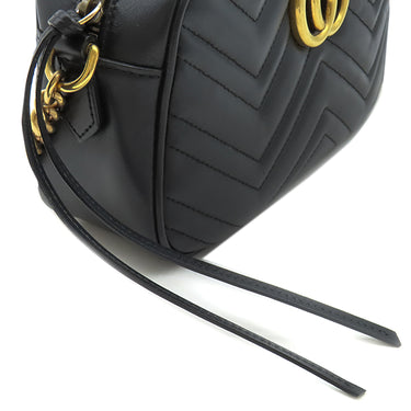 グッチ GUCCI GGマーモント スモール カメラバッグ 447632 ブラック レザー シェブロンキルティングレザー ショルダーバッグ ヴィンテージ金具 黒 ショルダー