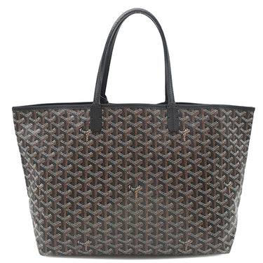 ゴヤール GOYARD サンルイPM ブラック PVCコーティングキャンバス ゴヤールディンキャンバス シュヴロッシュカーフスキン トートバッグ シルバー金具 リバーシブル ヘリンボーン