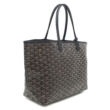 ゴヤール GOYARD サンルイPM ブラック PVCコーティングキャンバス ゴヤールディンキャンバス シュヴロッシュカーフスキン トートバッグ シルバー金具 リバーシブル ヘリンボーン