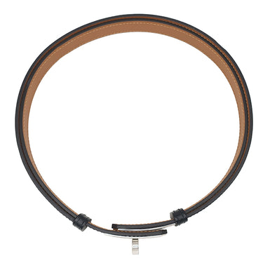 エルメス HERMES ベルト ケリー 18 ブラック×ゴールド ヴォーエプソン GP ベルト シルバー金具 ターンロック金具 スライド調節