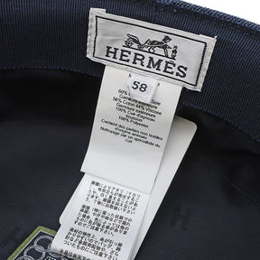 エルメス HERMES カプール クリケティス インディゴ コットン 13207 帽子 シルバー金具 新品 未使用 キャスケット