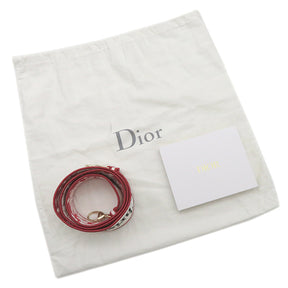 クリスチャン・ディオール Christian Dior レディ D-ライト レッド×ホワイト キャンバス 2WAYバッグ ゴールド金具 エンブロイダリー トート ショルダー