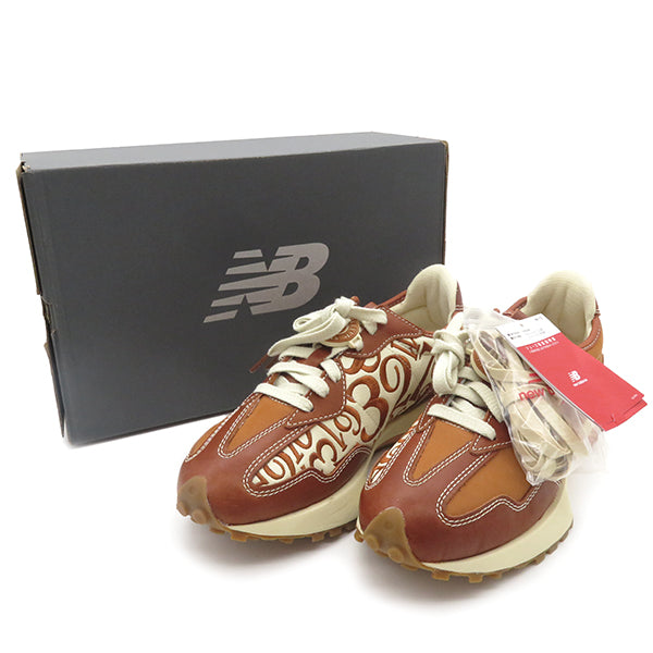 ニューバランス Newbalance ローカット フランクミュラー コラボ MS327FMC ブラウンXホワイト レザー スニーカー FRANCK MULLERXNEW BALANCE 茶