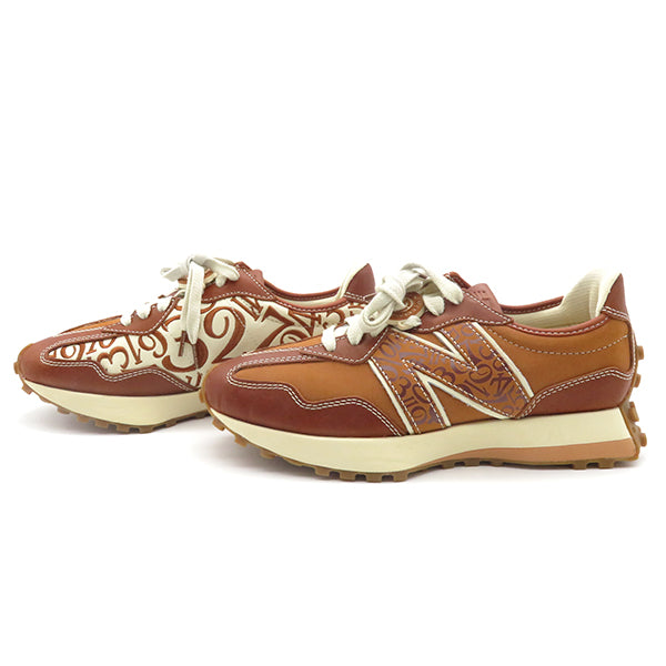 ニューバランス Newbalance ローカット フランクミュラー コラボ MS327FMC ブラウンXホワイト レザー スニーカー FRANCK  MULLERXNEW BALANCE 茶