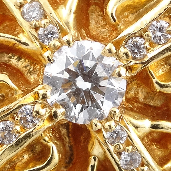 クラシック オーバル クロス イエローゴールド K22YG ダイヤモンド リング 指輪