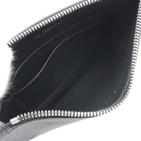 フォンポーチ 616015 ブラック レザー ポーチ シルバー金具 携帯ポーチ ネックポーチ カードケース 黒