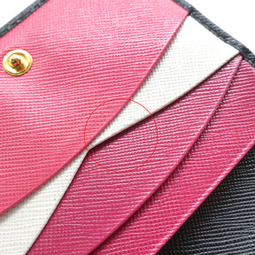 サフィアーノ マルチカラー ミニ財布 1MV204 ブラック×ピンク レザー 二つ折り財布 ゴールド金具 黒 ピンク 白